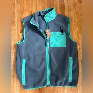 Patagonia Men’s Classic Synchilla Grey Teal Full Zip Fleece Vest Size Large NWT